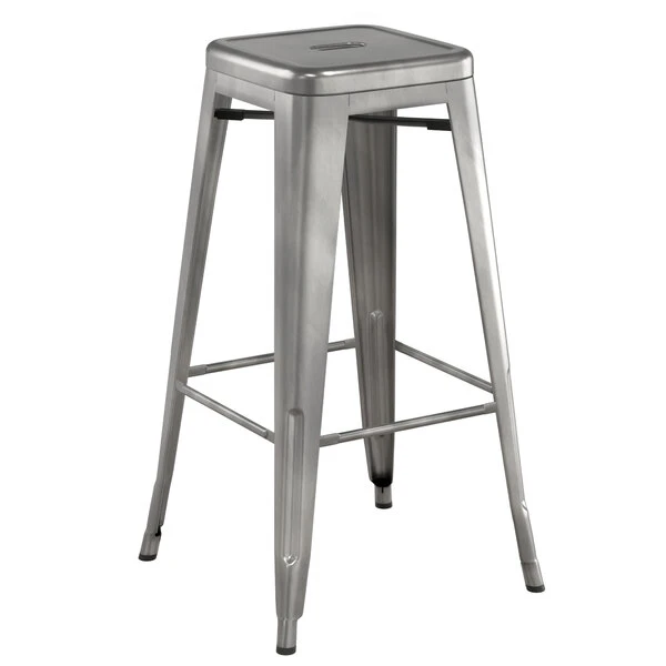 LT&S Alloy Series Lancaster Table & Seating Alloy Series Clear Coat Metal Indoor Barstool With White Vinyl Cushion 3 LT&S Alloy Series Lancaster Table & Seating Alloy Series Clear Coat Metal Indoor Barstool With White Vinyl Cushion - Image 3