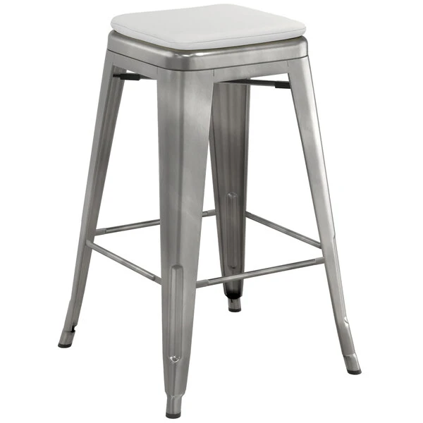 LT&S Alloy Series Lancaster Table & Seating Alloy Series Metal Clear Coat Counter Height Indoor Barstool With Gray Magnetic Fabric Cushion 2 LT&S Alloy Series Lancaster Table & Seating Alloy Series Metal Clear Coat Counter Height Indoor Barstool With Gray Magnetic Fabric Cushion - Image 2