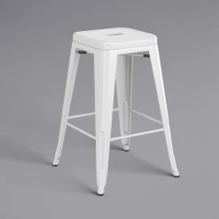 LT&S Alloy Series Lancaster Table & Seating Alloy Series White Stackable Metal Indoor / Outdoor Industrial Cafe Counter Height Stool With Black Fabric Magnetic Cushion 6 LT&S Alloy Series Lancaster Table & Seating Alloy Series White Stackable Metal Indoor / Outdoor Industrial Cafe Counter Height Stool With Black Fabric Magnetic Cushion -Zown Shop 2400869