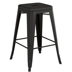 LT&S Alloy Series Lancaster Table & Seating Alloy Series Black Stackable Metal Indoor / Outdoor Industrial Cafe Counter Height Stool With Black Fabric Magnetic Cushion -Zown Shop 2400897