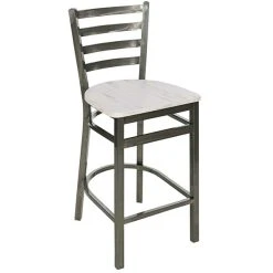 BFM Seating Lima Clear Coated Steel Counter Height Barstool With Relic Antique Wash Seat