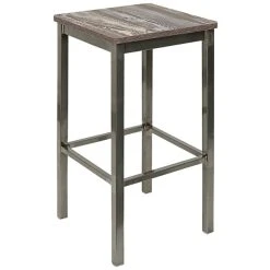 BFM Seating Trent Clear Coated Steel Backless Barstool With Relic Farmhouse Seat