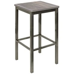 BFM Seating Trent Clear Coated Steel Backless Barstool With Relic Chestnut Seat