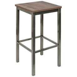 BFM Seating Trent Clear Coated Steel Backless Barstool With Relic Knotty Pine Seat