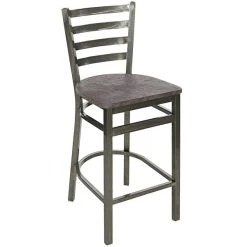 BFM Seating Lima Clear Coated Steel Counter Height Barstool With Relic Rustic Copper Seat