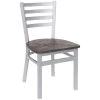 BFM Seating Lima Silver Mist Steel Ladder Back Side Chair With Relic Rustic Copper Seat