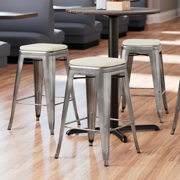 LT&S Alloy Series Lancaster Table & Seating Alloy Series Metal Clear Coat Counter Height Indoor Barstool With Tan Magnetic Fabric Cushion 1 LT&S Alloy Series Lancaster Table & Seating Alloy Series Metal Clear Coat Counter Height Indoor Barstool With Tan Magnetic Fabric Cushion