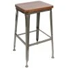 BFM Seating Lincoln Clear Coated Steel Bar Stool With Autumn Ash Wooden Seat