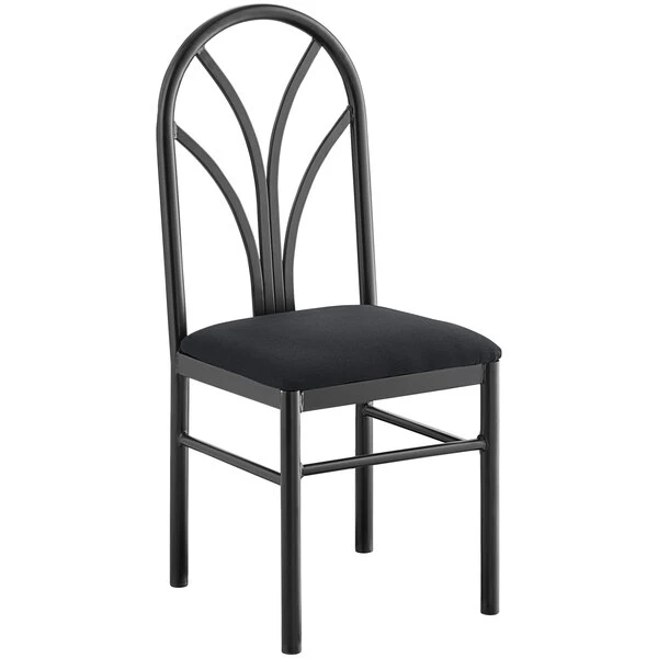 Lancaster Table & Seating Black 4 Spoke Restaurant Dining Room Chair With 1 3/4" Padded Seat 2 Lancaster Table & Seating Black 4 Spoke Restaurant Dining Room Chair With 1 3/4" Padded Seat - Image 2