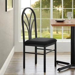 Lancaster Table & Seating Black 4 Spoke Restaurant Dining Room Chair With 1 3/4" Padded Seat