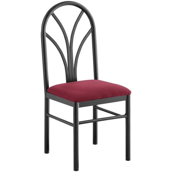Lancaster Table & Seating Maroon 4 Spoke Restaurant Dining Room Chair With 1 3/4" Padded Seat 2 Lancaster Table & Seating Maroon 4 Spoke Restaurant Dining Room Chair With 1 3/4" Padded Seat - Image 2