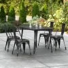 LT&S Alloy Series Lancaster Table & Seating Alloy Series 48" X 30" Distressed Black Dining Height Outdoor Table With 4 Industrial Cafe Chairs