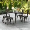 LT&S Alloy Series Lancaster Table & Seating Alloy Series 48" X 30" Distressed Copper Dining Height Outdoor Table With 4 Industrial Cafe Chairs