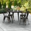 LT&S Alloy Series Lancaster Table & Seating Alloy Series 36" X 36" Square Distressed Copper Dining Height Outdoor Table With 4 Industrial Cafe Chairs