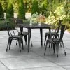 LT&S Alloy Series Lancaster Table & Seating Alloy Series 36" X 36" Square Distressed Black Dining Height Outdoor Table With 4 Industrial Cafe Chairs