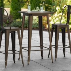LT&S Alloy Series Lancaster Table & Seating Alloy Series 24" X 24" Copper Outdoor Bar Height Table
