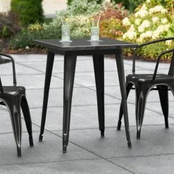 LT&S Alloy Series Lancaster Table & Seating Alloy Series 24" X 24" Distressed Black Dining Height Outdoor Table
