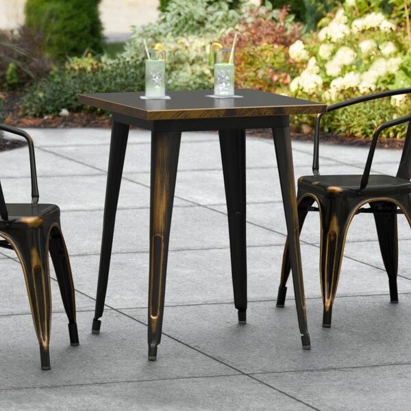 LT&S Alloy Series Lancaster Table & Seating Alloy Series 24" X 24" Distressed Copper Dining Height Outdoor Table 1 LT&S Alloy Series Lancaster Table & Seating Alloy Series 24" X 24" Distressed Copper Dining Height Outdoor Table