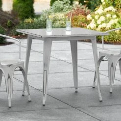 LT&S Alloy Series Lancaster Table & Seating Alloy Series 32" X 32" Distressed Silver Dining Height Outdoor Table