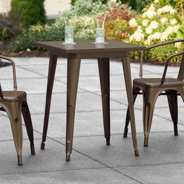 LT&S Alloy Series Lancaster Table & Seating Alloy Series 24" X 24" Copper Dining Height Outdoor Table 1 LT&S Alloy Series Lancaster Table & Seating Alloy Series 24" X 24" Copper Dining Height Outdoor Table
