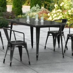 LT&S Alloy Series Lancaster Table & Seating Alloy Series 63" X 32" Distressed Black Dining Height Outdoor Table