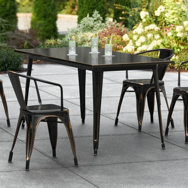 LT&S Alloy Series Lancaster Table & Seating Alloy Series 63" X 32" Distressed Copper Dining Height Outdoor Table 1 LT&S Alloy Series Lancaster Table & Seating Alloy Series 63" X 32" Distressed Copper Dining Height Outdoor Table