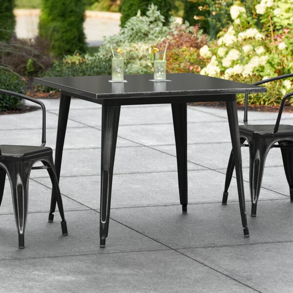 LT&S Alloy Series Lancaster Table & Seating Alloy Series 36" X 36" Distressed Black Dining Height Outdoor Table 1 LT&S Alloy Series Lancaster Table & Seating Alloy Series 36" X 36" Distressed Black Dining Height Outdoor Table