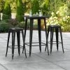 LT&S Alloy Series Lancaster Table & Seating Alloy Series 24" X 24" Distressed Black Outdoor Bar Height Table With Two Barstools