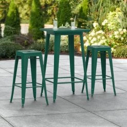 LT&S Alloy Series Lancaster Table & Seating Alloy Series 24" X 24" Emerald Outdoor Bar Height Table With Two Barstools