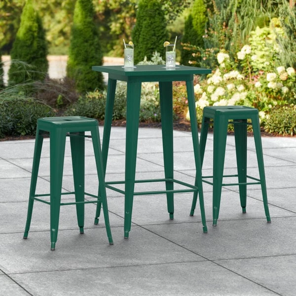 LT&S Alloy Series Lancaster Table & Seating Alloy Series 24" X 24" Emerald Outdoor Bar Height Table With Two Barstools 1 LT&S Alloy Series Lancaster Table & Seating Alloy Series 24" X 24" Emerald Outdoor Bar Height Table With Two Barstools