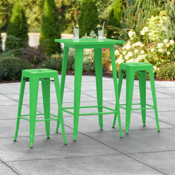 LT&S Alloy Series Lancaster Table & Seating Alloy Series 24" X 24" Green Outdoor Bar Height Table With Two Barstools 1 LT&S Alloy Series Lancaster Table & Seating Alloy Series 24" X 24" Green Outdoor Bar Height Table With Two Barstools