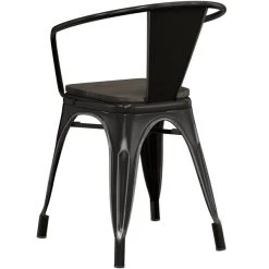LT&S Alloy Series Lancaster Table & Seating Alloy Series Distressed Black Metal Indoor Industrial Cafe Arm Chair With Black Wooden Seat 6 LT&S Alloy Series Lancaster Table & Seating Alloy Series Distressed Black Metal Indoor Industrial Cafe Arm Chair With Black Wooden Seat -Zown Shop 2428475