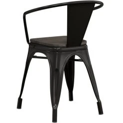 LT&S Alloy Series Lancaster Table & Seating Alloy Series Black Metal Indoor Industrial Cafe Arm Chair With Black Wooden Seat 6 LT&S Alloy Series Lancaster Table & Seating Alloy Series Black Metal Indoor Industrial Cafe Arm Chair With Black Wooden Seat -Zown Shop 2428501