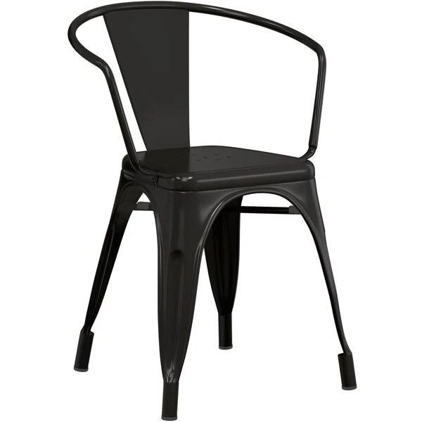 LT&S Alloy Series Lancaster Table & Seating Alloy Series Black Metal Indoor Industrial Cafe Arm Chair With Natural Wooden Seat 4 LT&S Alloy Series Lancaster Table & Seating Alloy Series Black Metal Indoor Industrial Cafe Arm Chair With Natural Wooden Seat - Image 4