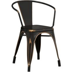 LT&S Alloy Series Lancaster Table & Seating Alloy Series Distressed Copper Metal Indoor Industrial Cafe Arm Chair With Black Wooden Seat 7 LT&S Alloy Series Lancaster Table & Seating Alloy Series Distressed Copper Metal Indoor Industrial Cafe Arm Chair With Black Wooden Seat -Zown Shop 2428529
