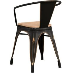 LT&S Alloy Series Lancaster Table & Seating Alloy Series Distressed Copper Metal Indoor Industrial Cafe Arm Chair With Natural Wooden Seat -Zown Shop 2428531