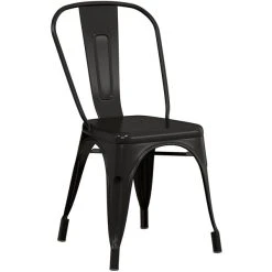 LT&S Alloy Series Lancaster Table & Seating Alloy Series Black Metal Indoor Industrial Cafe Chair With Vertical Slat Back And Black Wood Seat -Zown Shop 2430419