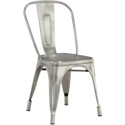 LT&S Alloy Series Lancaster Table & Seating Alloy Series Clear Coated Metal Indoor Industrial Cafe Chair With Vertical Slat Back And Natural Wood Seat -Zown Shop 2430479