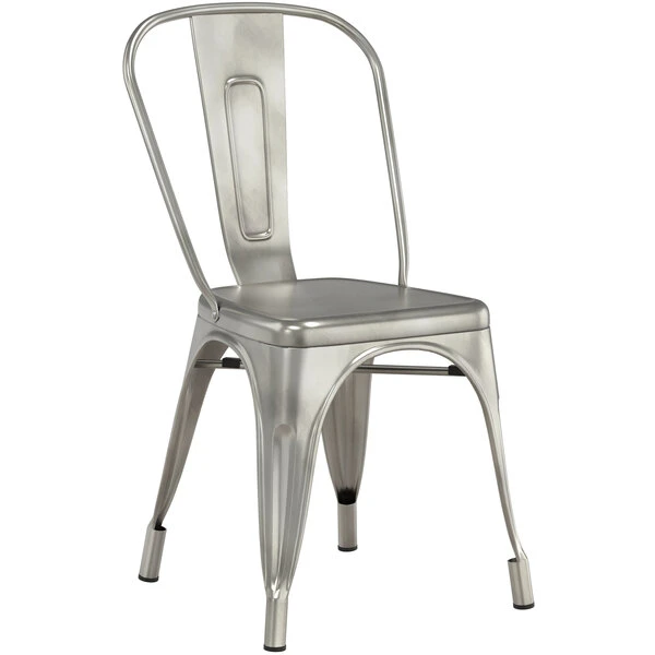 LT&S Alloy Series Lancaster Table & Seating Alloy Series Clear Coated Metal Indoor Industrial Cafe Chair With Vertical Slat Back And Walnut Wood Seat 4 LT&S Alloy Series Lancaster Table & Seating Alloy Series Clear Coated Metal Indoor Industrial Cafe Chair With Vertical Slat Back And Walnut Wood Seat - Image 4