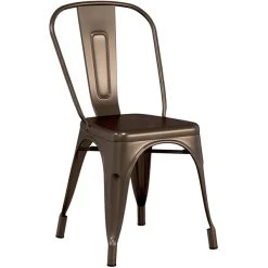 LT&S Alloy Series Lancaster Table & Seating Alloy Series Copper Metal Indoor Industrial Cafe Chair With Vertical Slat Back And Black Wood Seat -Zown Shop 2430495