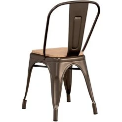 LT&S Alloy Series Lancaster Table & Seating Alloy Series Copper Metal Indoor Industrial Cafe Chair With Vertical Slat Back And Natural Wood Seat -Zown Shop 2430497