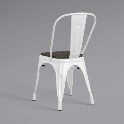 LT&S Alloy Series Lancaster Table & Seating Alloy Series White Metal Indoor Industrial Cafe Chair With Vertical Slat Back And Black Wood Seat 6 LT&S Alloy Series Lancaster Table & Seating Alloy Series White Metal Indoor Industrial Cafe Chair With Vertical Slat Back And Black Wood Seat -Zown Shop 2430888