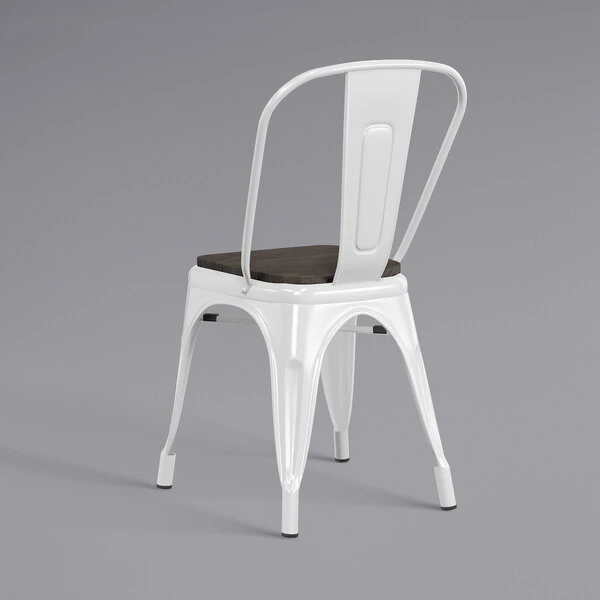 LT&S Alloy Series Lancaster Table & Seating Alloy Series White Metal Indoor Industrial Cafe Chair With Vertical Slat Back And Black Wood Seat 3 LT&S Alloy Series Lancaster Table & Seating Alloy Series White Metal Indoor Industrial Cafe Chair With Vertical Slat Back And Black Wood Seat - Image 3