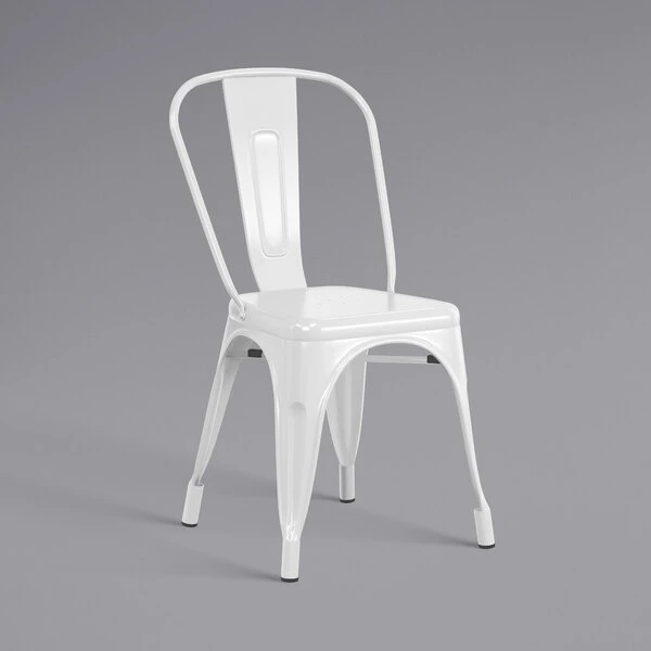 LT&S Alloy Series Lancaster Table & Seating Alloy Series White Metal Indoor Industrial Cafe Chair With Vertical Slat Back And Black Wood Seat 4 LT&S Alloy Series Lancaster Table & Seating Alloy Series White Metal Indoor Industrial Cafe Chair With Vertical Slat Back And Black Wood Seat - Image 4