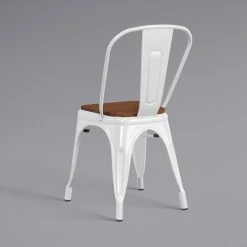 LT&S Alloy Series Lancaster Table & Seating Alloy Series White Metal Indoor Industrial Cafe Chair With Vertical Slat Back And Walnut Wood Seat -Zown Shop 2430891