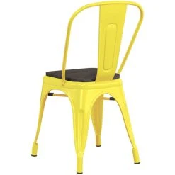 LT&S Alloy Series Lancaster Table & Seating Alloy Series Yellow Metal Indoor Industrial Cafe Chair With Vertical Slat Back And Black Wood Seat 6 LT&S Alloy Series Lancaster Table & Seating Alloy Series Yellow Metal Indoor Industrial Cafe Chair With Vertical Slat Back And Black Wood Seat -Zown Shop 2430898