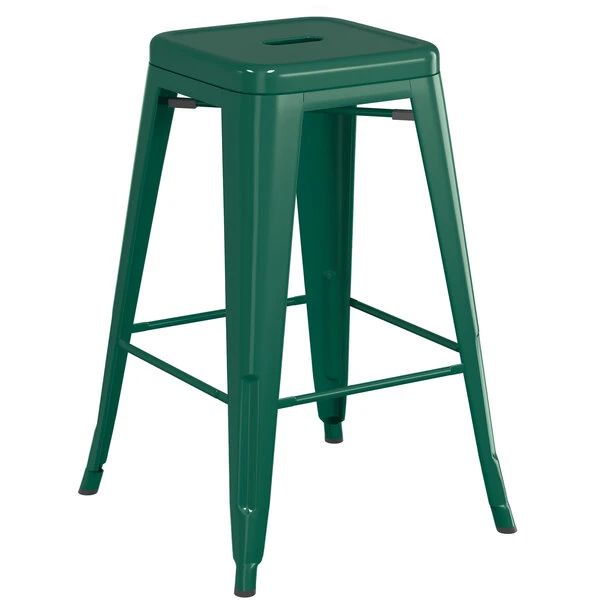 LT&S Alloy Series Lancaster Table & Seating Alloy Series Emerald Metal Indoor Industrial Cafe Counter Height Stool With Gray Wood Seat 3 LT&S Alloy Series Lancaster Table & Seating Alloy Series Emerald Metal Indoor Industrial Cafe Counter Height Stool With Gray Wood Seat - Image 3
