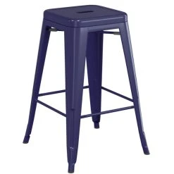 LT&S Alloy Series Lancaster Table & Seating Alloy Series Navy Metal Indoor Industrial Cafe Counter Height Stool With Gray Wood Seat -Zown Shop 2431553