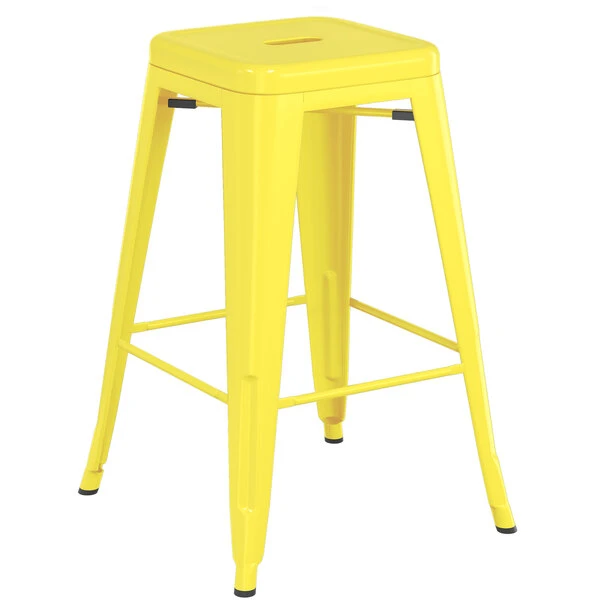LT&S Alloy Series Lancaster Table & Seating Alloy Series Yellow Metal Indoor Industrial Cafe Counter Height Stool With Gray Wood Seat 3 LT&S Alloy Series Lancaster Table & Seating Alloy Series Yellow Metal Indoor Industrial Cafe Counter Height Stool With Gray Wood Seat - Image 3