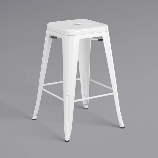 LT&S Alloy Series Lancaster Table & Seating Alloy Series White Metal Indoor Industrial Cafe Counter Height Stool With Natural Wood Seat 3 LT&S Alloy Series Lancaster Table & Seating Alloy Series White Metal Indoor Industrial Cafe Counter Height Stool With Natural Wood Seat - Image 3